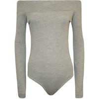 Abbigail Long Sleeve Off Shoulder Bodysuit - Light Grey