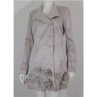 A.B.S by Allen Schwartz Size L Beige Lightweight Cotton Jacket/Coat with 3D Raised Flower Detailing