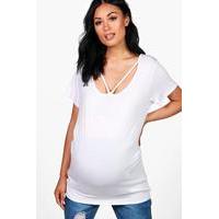 Abigail Strappy Front Oversized Tee - white