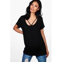 Abigail Strappy Front Oversized Tee - black