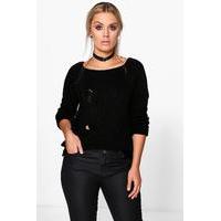 Abigail Ladder Knit Jumper - black