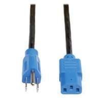 Ac Power Cable With Blue Plugs. C13 To 5-15p. 120v. 10a. 18awg. Sjt - 4 Ft.