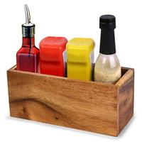 Acacia Wooden Condiment Caddy 23 x 10 x 10cm