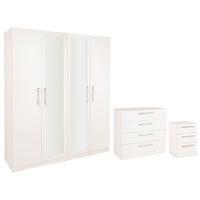 Acton 4 Door Mirror Wardrobe Bedroom Set