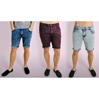 acid wash slim fit shorts