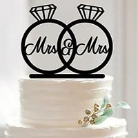 Acrylic Mr Mrs Dimond Ring Cake Topper Non-personalized Acrylic Wedding / Anniversary / Bridal Shower 1510.60.25