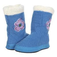 Acorn Kids Flower Power Boot Slippers Sea Heather UK Size 8.5-9.5