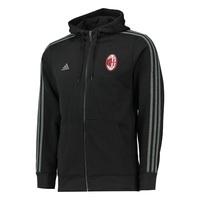 AC Milan 3 Stripe Hooded Zip Top Black