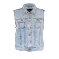 Acid Wash Sleeveless Denim Jacket