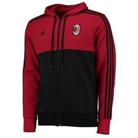 ac milan 3 stripe full zip hoodie black red black