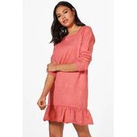 Acid Wash Drop Waist Sweat Dress - rose