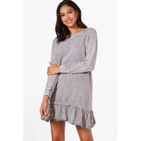 Acid Wash Drop Waist Sweat Dress - grey