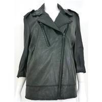 Acne Size 12 Black Mape Leather Asymmetrical Zip Biker Style Jacket