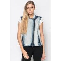 Acid Wash Sleeveless Jacket