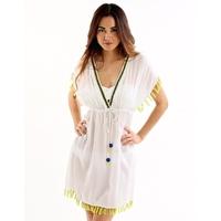 Accent Embroidered Empire Kaftan - White