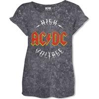 Ac/dc Women's Logo High Voltage Acid Wash T-shirt Black