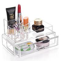 Acrylic Transparent Complex Combined Large Capacity Double 2 Layer Makeup Brush Pot Cosmetics Storage Stand Drawer Cosmetic Organizer Box 2PCS Set