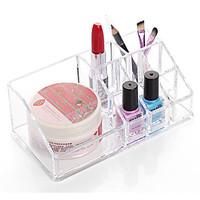 Acrylic Transparent Portable Quadrate Solid Cosmetics Makeup Storage Stand Makeup Brush Pot Cosmetic Organizer for Lipstick Eyeliner Nail Polish