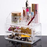 Acrylic Transparent Complex Combined 3 Layer Cosmetics Storage with Double Drawer Cosmetic Organizer