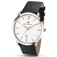 Accurist Mens Black Leather Strap Watch 7028