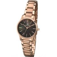 Accurist Ladies Rose Gold Plated Black Mother Of Pearl Bracelet Watch 8099