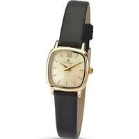 accurist ladies gold plated mother of pearl dial black strap watch 810 ...