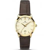 Accurist Ladies Gold Plated Brown Strap Watch 8133