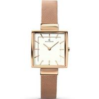 accurist ladies rose gold plated square mesh bracelet watch 8132