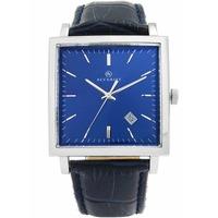 accurist mens navy blue square leather strap watch 7040