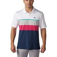 Adidas Golf 2016 Climacool® Engineered Striped Polo Shirt White/Shock Mint/Stone Small