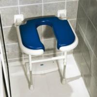 advanced standard horseshoe shower seat blue padded seat