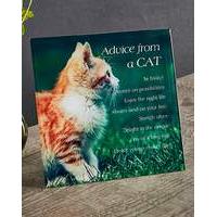 Advice from a Cat Glass Plaque