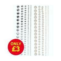 adhesive pearl and clear gems 10 strips