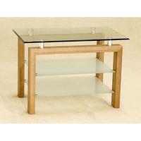 Adina Clear Glass TV Unit With Frosted Undershelf Walnut Wooden