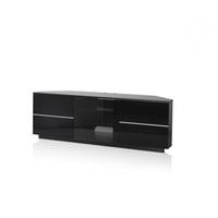 Adele Corner TV Stand In Black With Glass And Gloss Doors