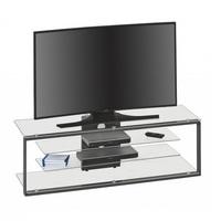 Adana TV Stand In Clear Glass With Anthracite Metal Frame