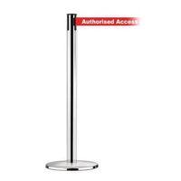 ADVANCE POST IN POLISHED CHROME WITH AUTHORISED ACCESS ONLY WEBBING