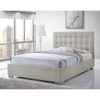 Addison Fabric Contemporary Bed In Sand With Chrome Feet