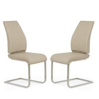 Adene Dining Chair In Taupe Faux Leather In A Pair
