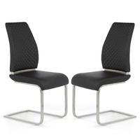 Adene Dining Chair In Black Faux Leather In A Pair