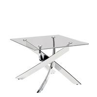 Adler Square Lamp Table, Glass and Chrome