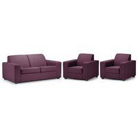 Ada Fabric 3 Seater and 2 Armchair Suite Plum