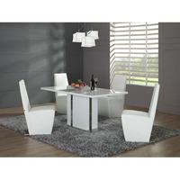 adamo contemporary white marble dining table and 6 dining chairs