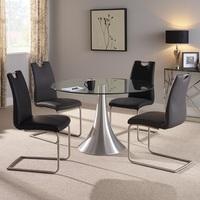 Adana Glass Dining Table Oval In Clear With 4 Harley Chairs