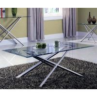 Adelphi Glass Coffee Table In Clear With Cross Leg Chrome Base
