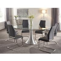 Adana Glass Dining Table Oval In Clear With 6 Dawlish Chairs