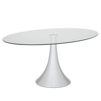 Adana Glass Dining Table Oval In Clear With Aluminium Base
