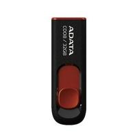 ADATA C008 32GB USB 2.0 Retractable Capless Flash Drive, Black/ Red (AC008-32G-RKD)