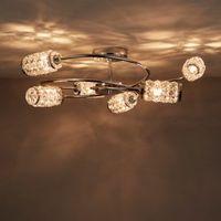 Adela Glass Beads Chrome Effect 6 Lamp Semi Flush Ceiling Light