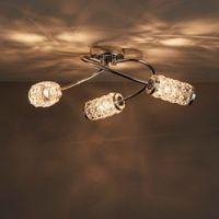 Adela Glass Beads Chrome Effect 3 Lamp Semi Flush Ceiling Light